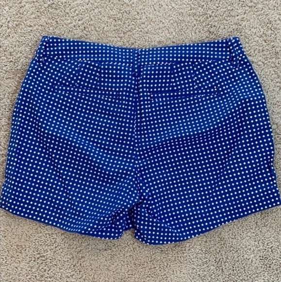 Old Navy Blue Shorts White Swiss Dots Women's Size 4 Flat Front Slit Pockets EUC - Picture 2 of 7